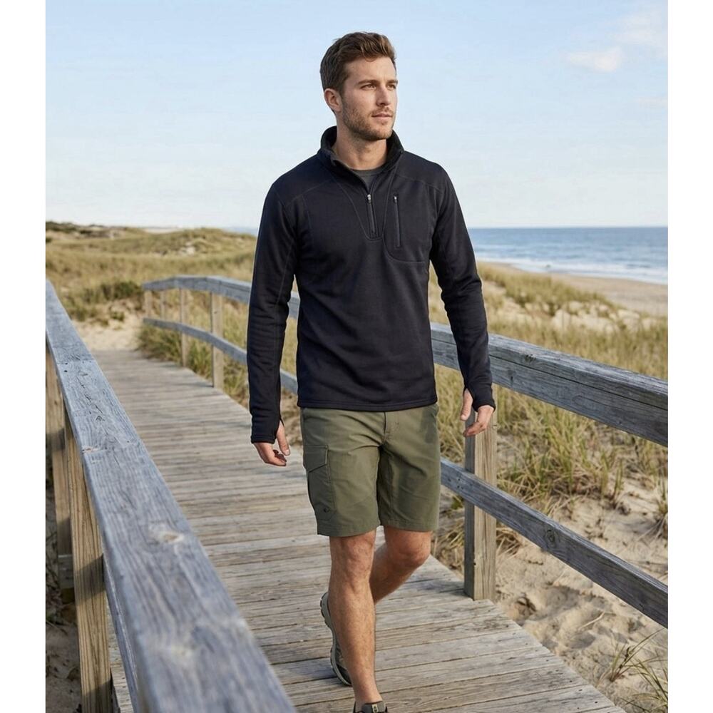 Eastern Mountain Sports Fleece Jacket Black Full Zip Activewear Thumbhole Cuff L